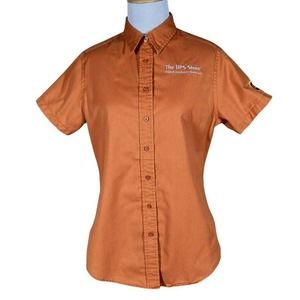 Official UPS Store SMALL Women's Button Down Employee Uniform Work Shirt Orange